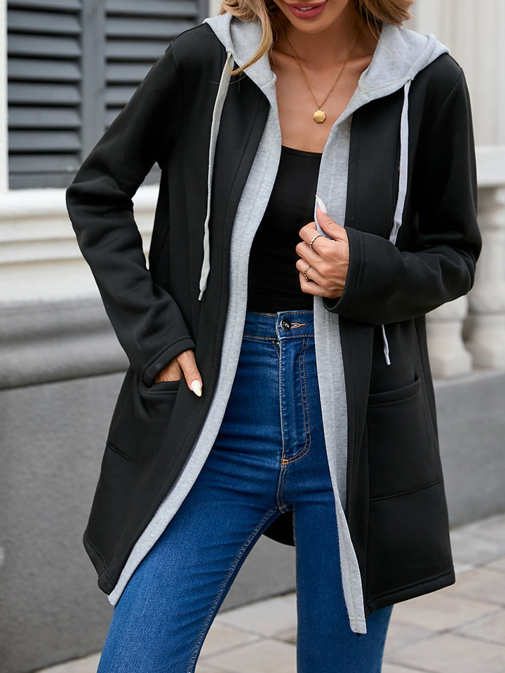 Black Full Sleeve Hooded Jacket