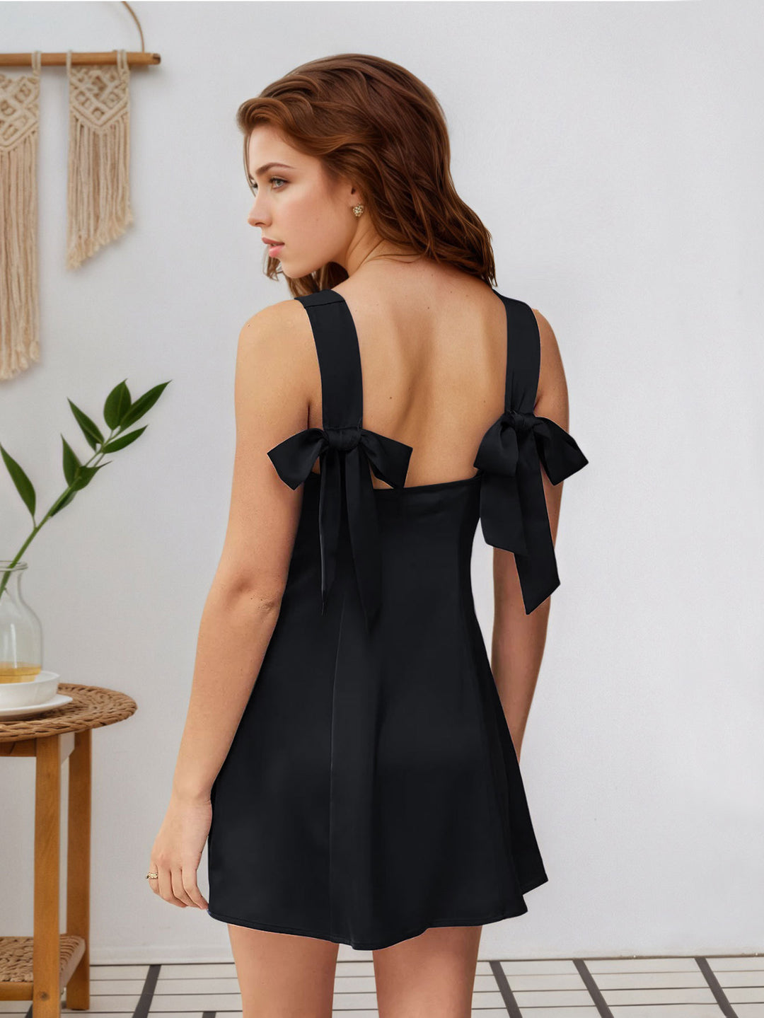 Black Back Bow Strap Dress