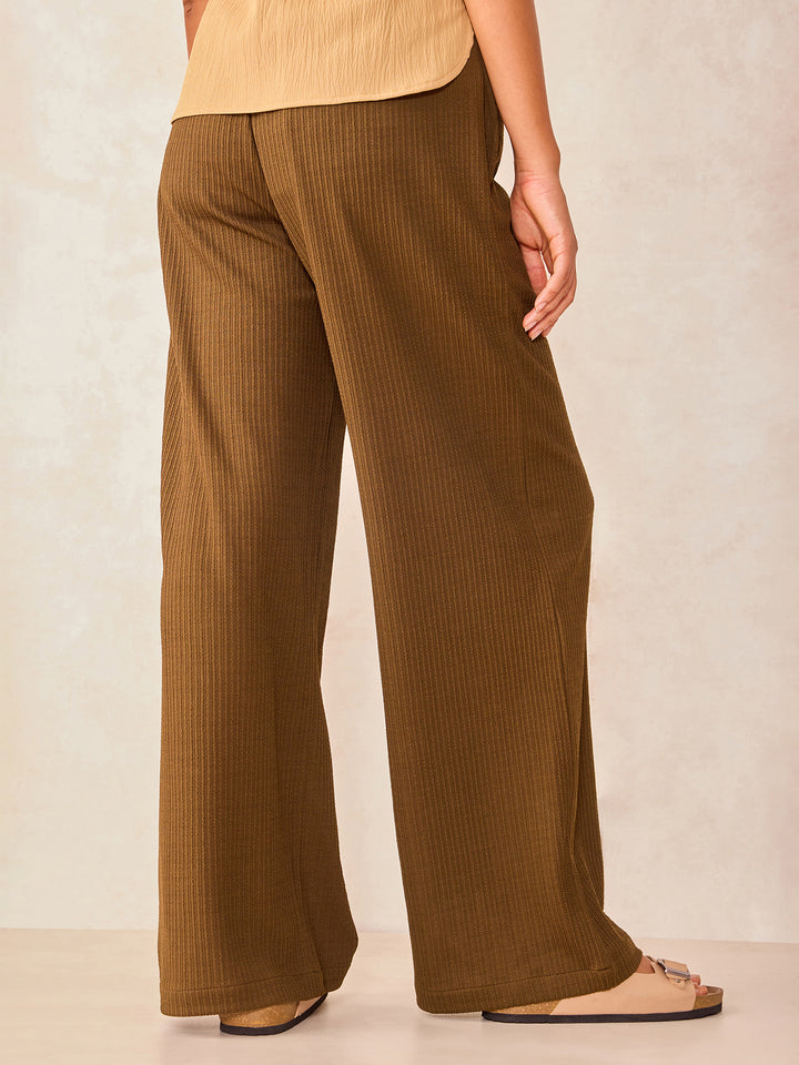 Olive High Waisted Wide Leg Trousers