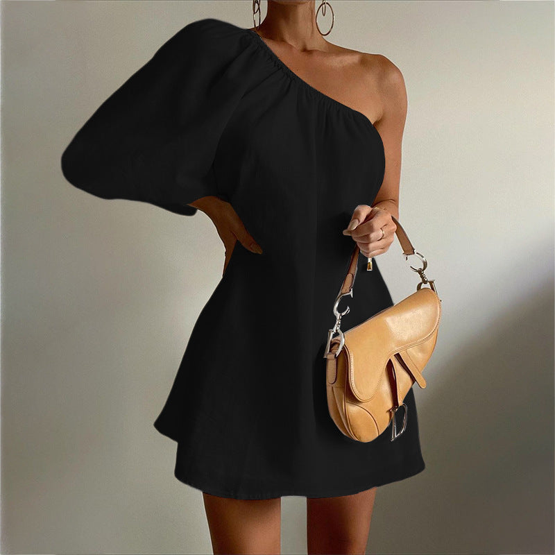 Black One Shoulder Mini Dress