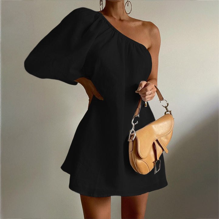 Black One Shoulder Mini Dress