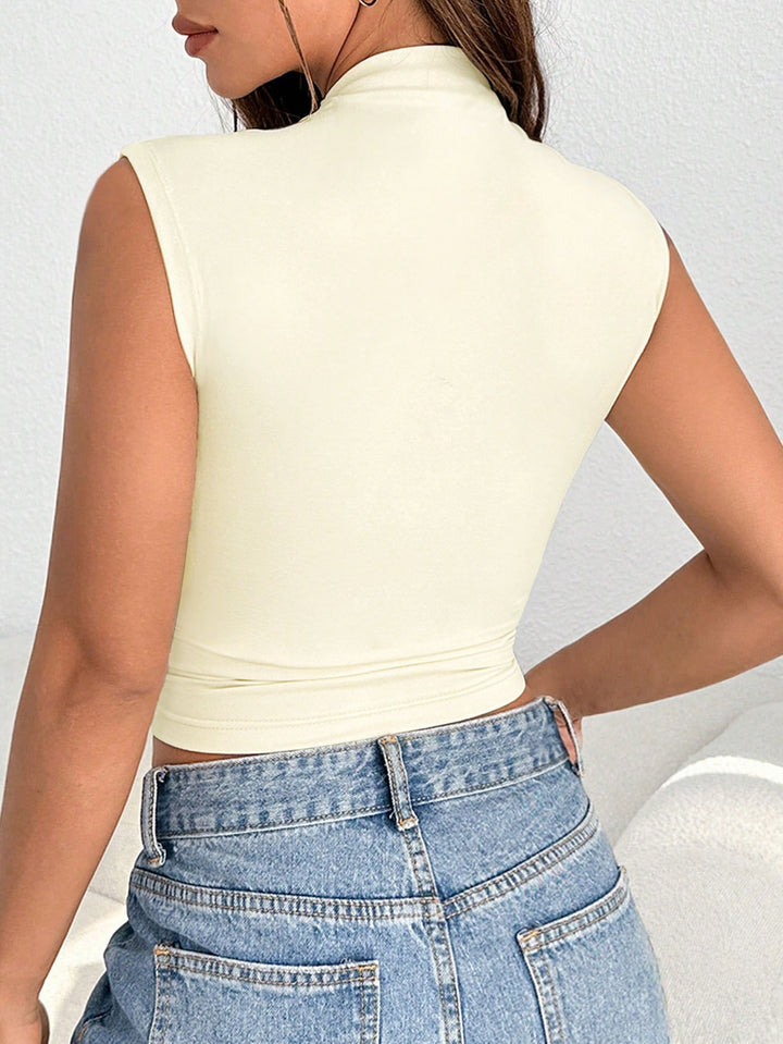 Cream Cap Sleeve Turtle Neck Top