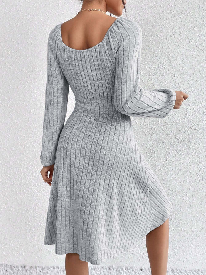 Grey Full Sleeved Knit Dress