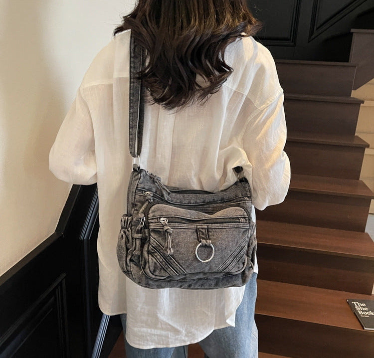 Black Denim Street Utility Bag