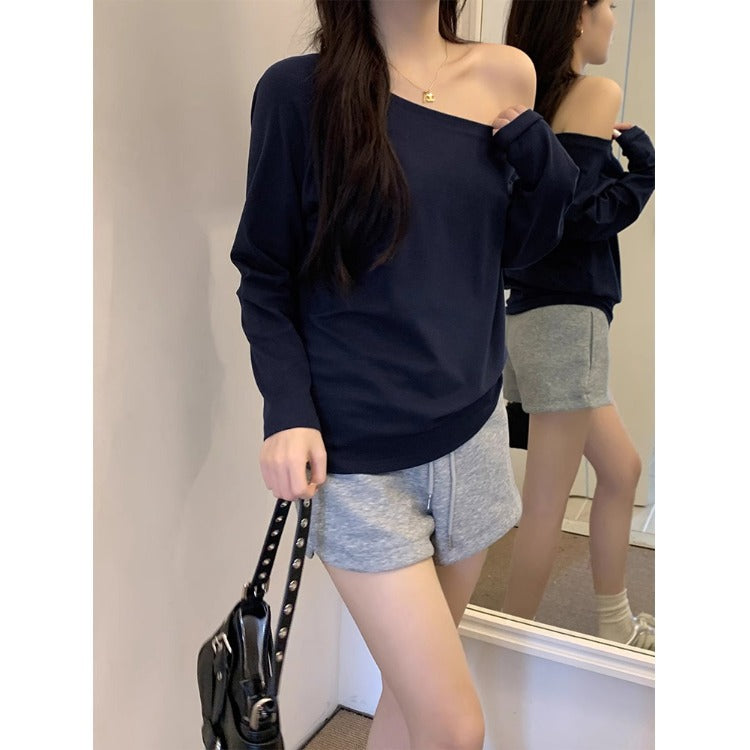 Black Broad Shoulder Full Sleeves Top