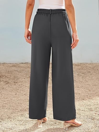 Charcoal Wide Leg Pleated Pants