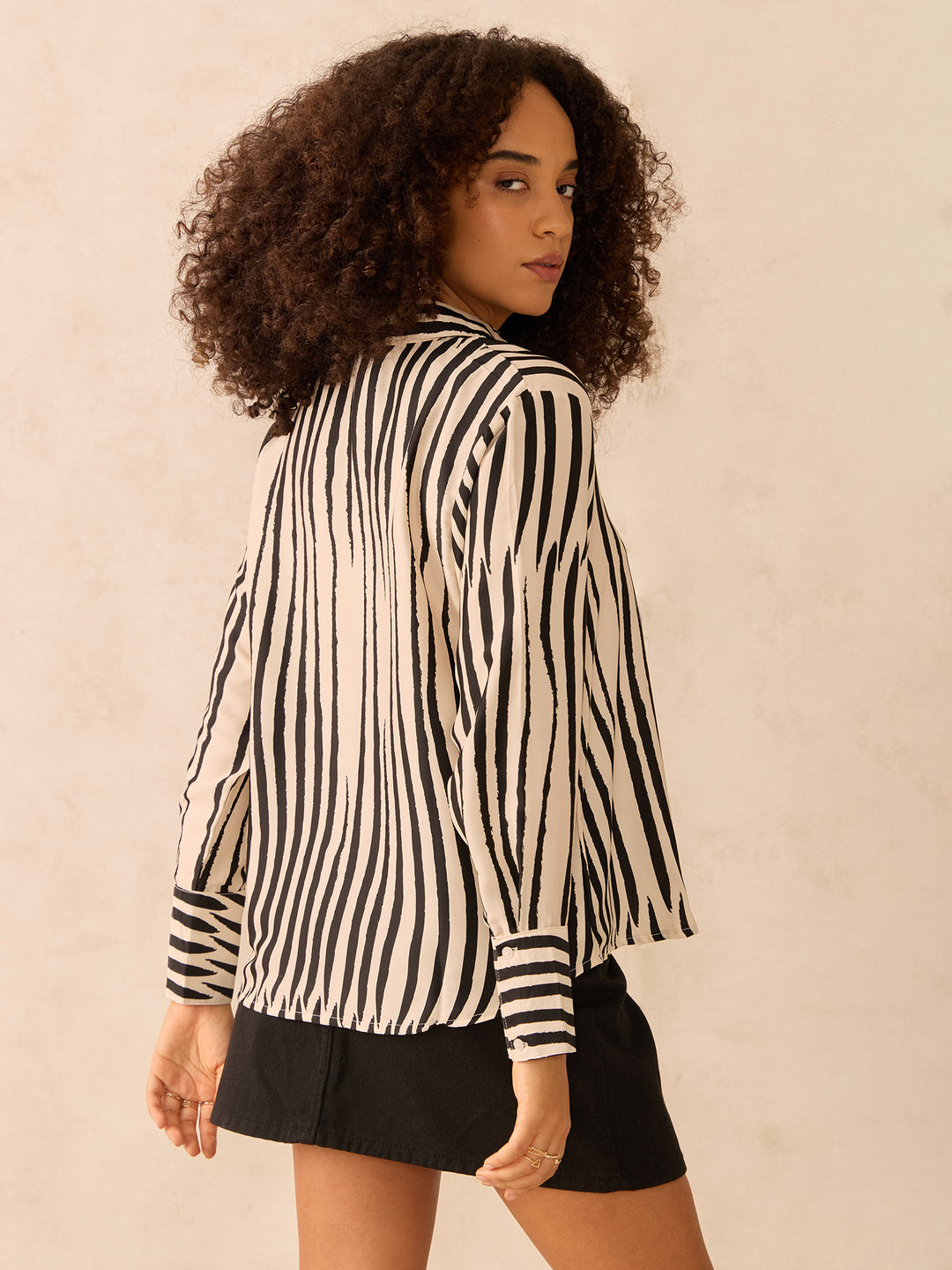 Beige Relaxed Fit Satin Shirt