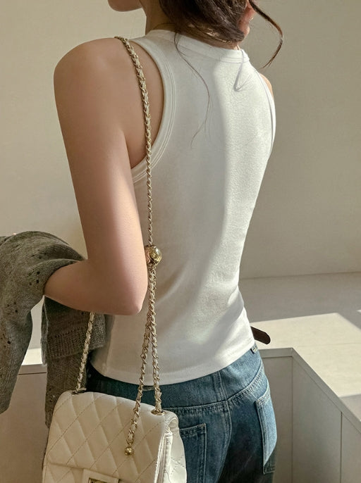 White Solid Tank Top