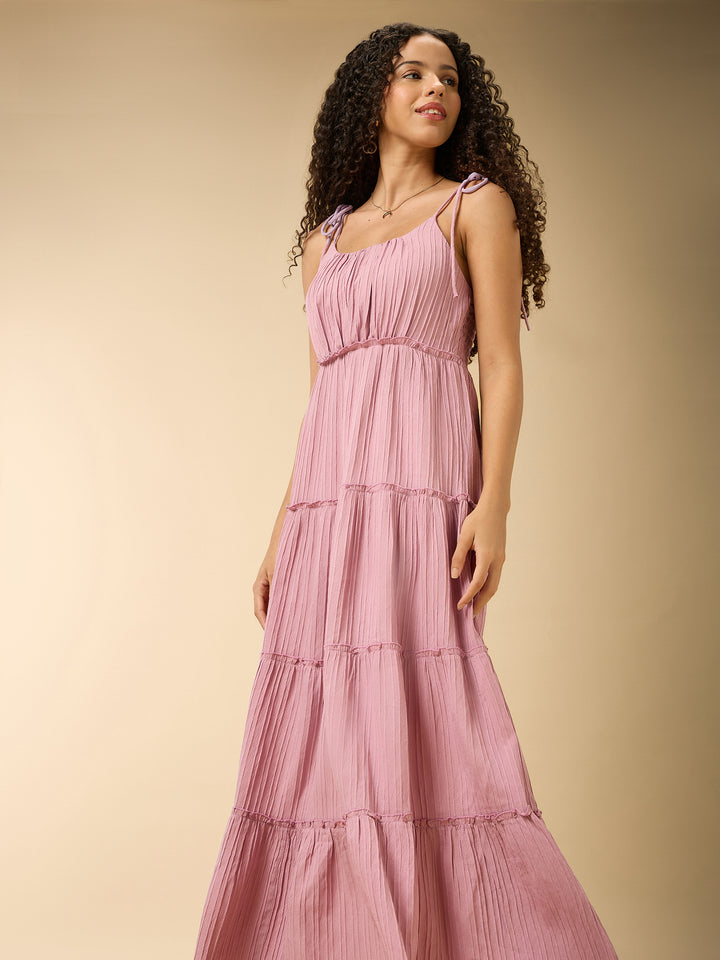 Pink Four Tired Flared Dress