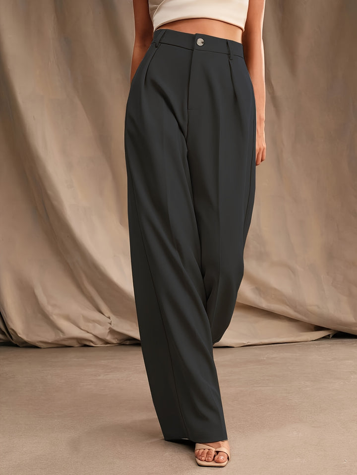 Charcoal Grey High Waist Wide Leg Trouser
