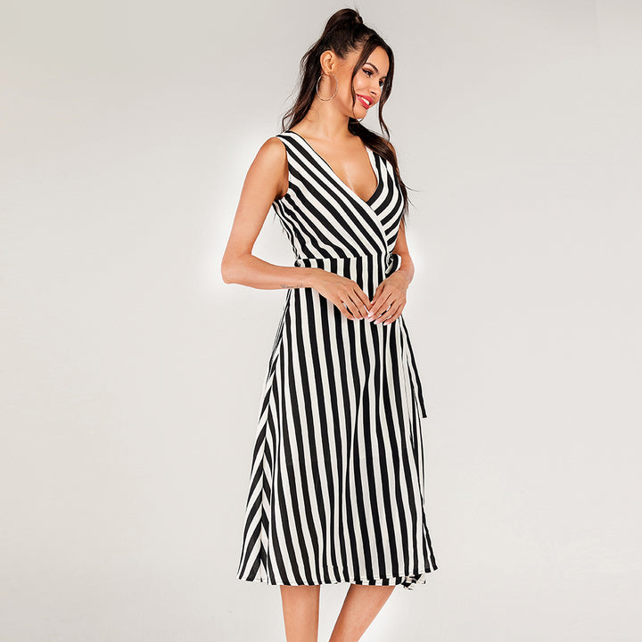 Black Sleeveless Wrap Dress