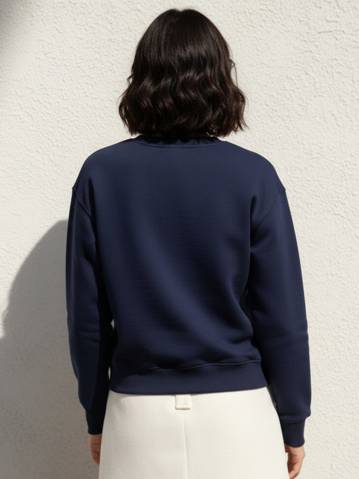 Navy blue Bold Bow Embroidery Sweatshirt