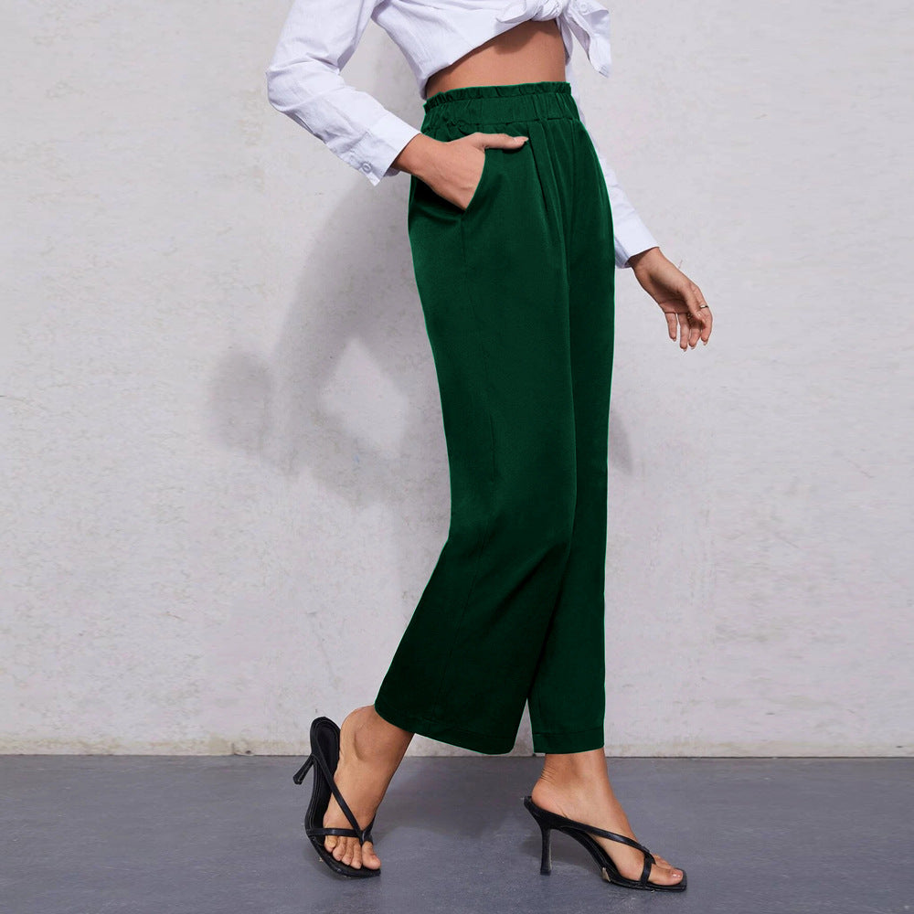 Green High Waist Ruffle Pant