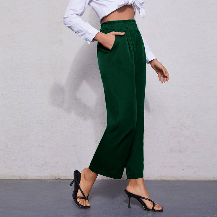 Green High Waist Ruffle Pant
