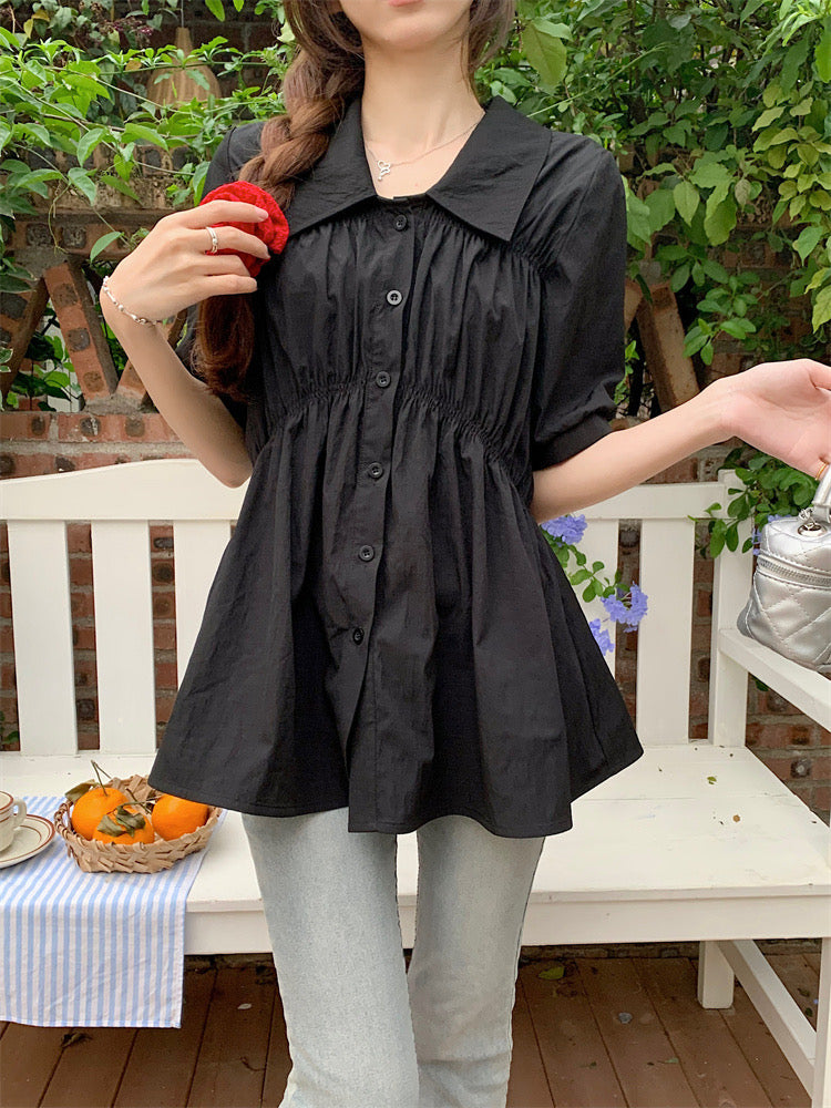 Black Front Ruching Shirt
