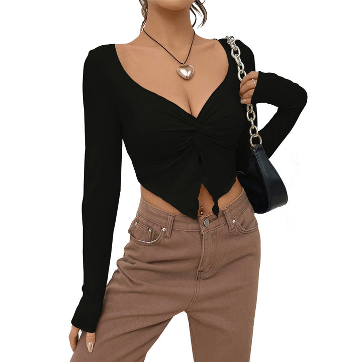 Black Full Sleeve Front Twisted Top