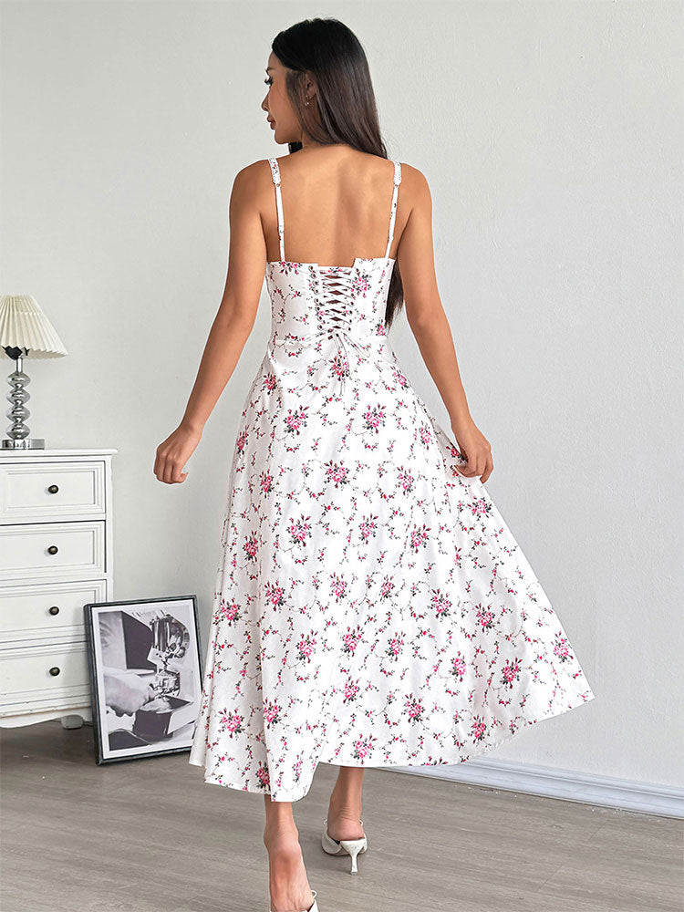 White Corset Detailed Strappy Dress