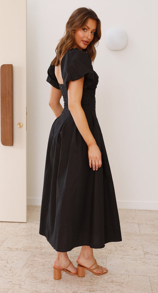 Black Sweetheart Neckline Cut Out Dress