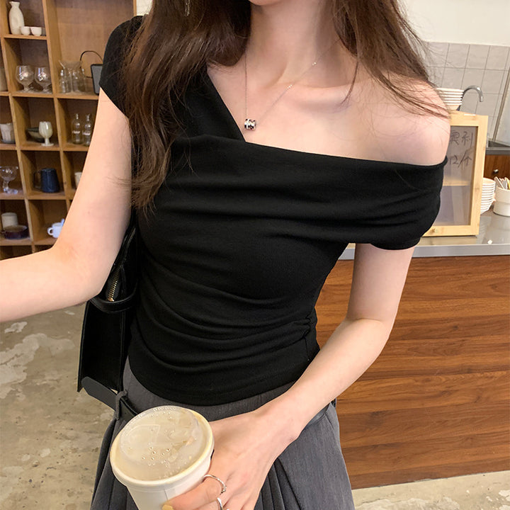 Black Off Shoulder Fitted Top
