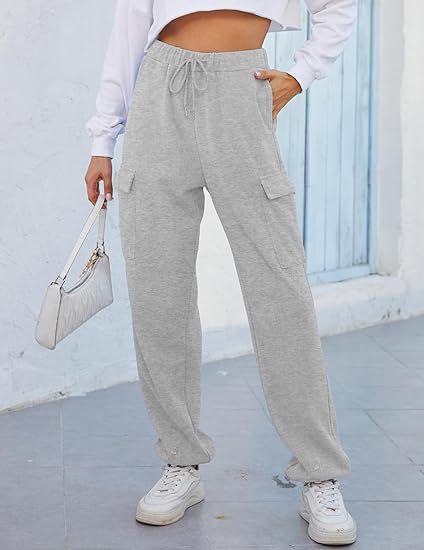 Grey Cargo Regular Fit Drawstring Joggers