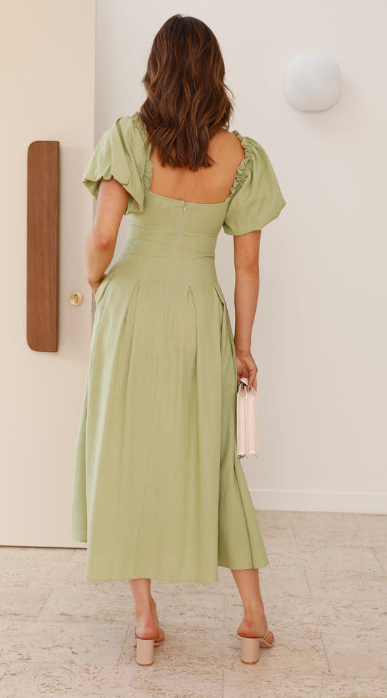 Olive Sweetheart Neckline Cut Out Dress