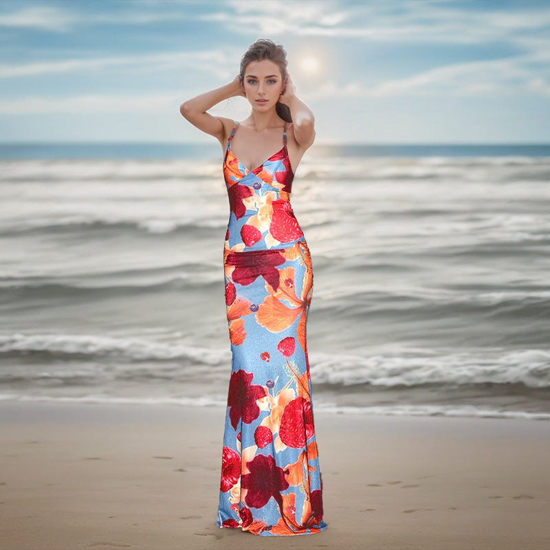Multi Floral Printed Maxi Dress