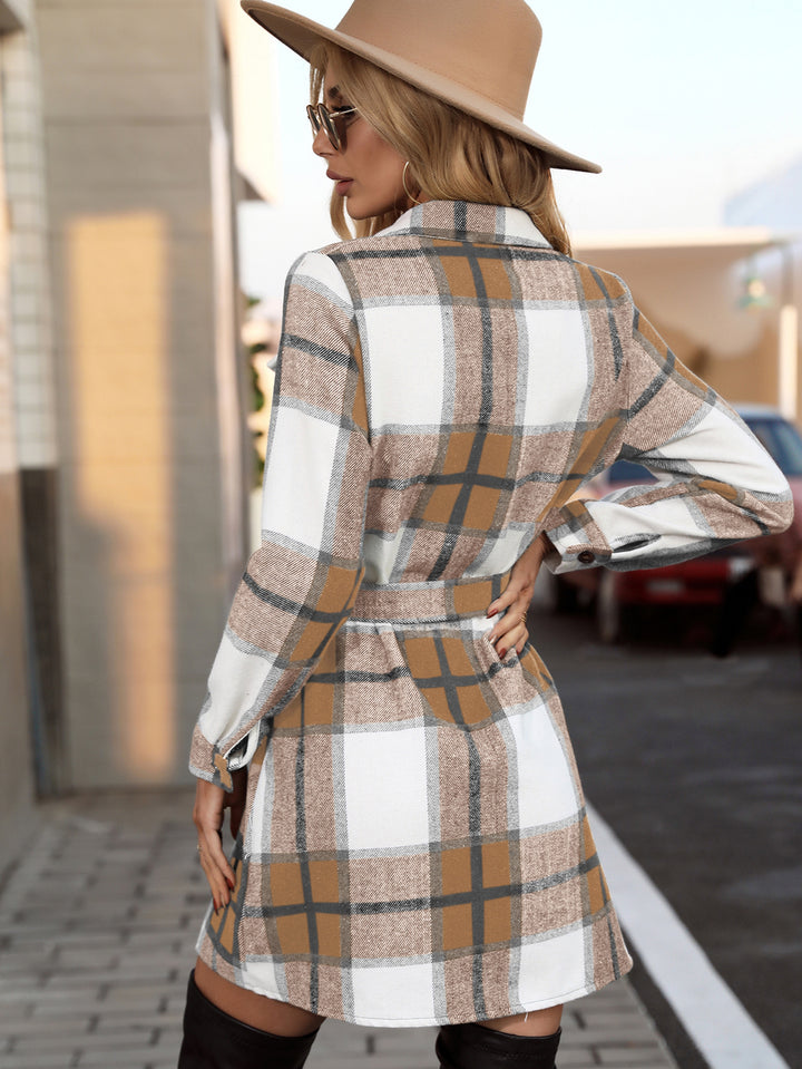 Beige Flannel Shirt Dress