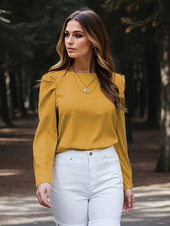 Yellow Full Puff Sleeves Top