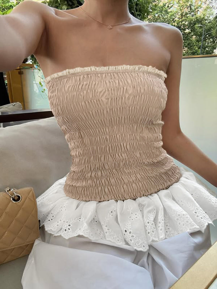 Beige Solid Tube Top