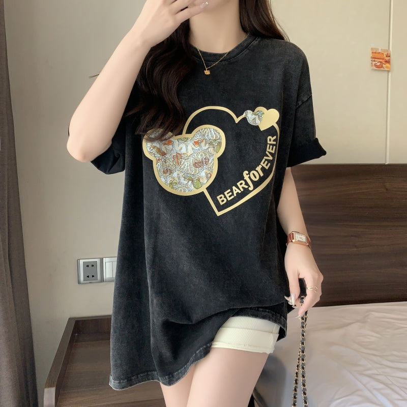 Black Chest Print Graphic Tshirt