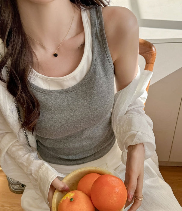 Grey Twofer Look Tank Top