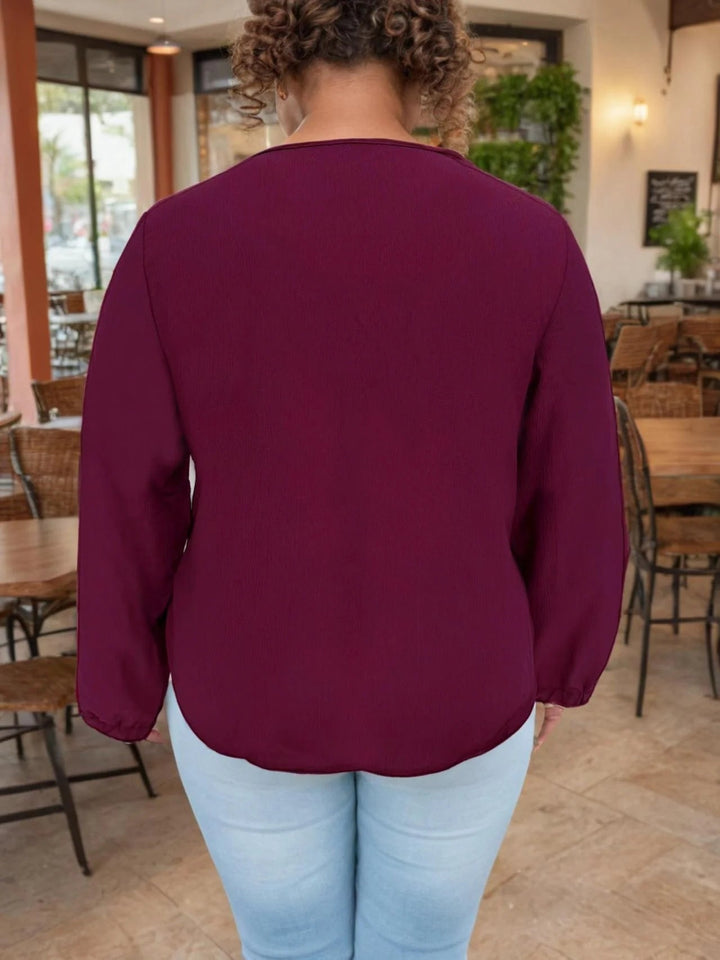 Maroon Full Sleeve Front Tie Up Top