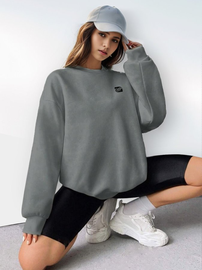 Grey Round Neck Full Sleeve Sweatshirt