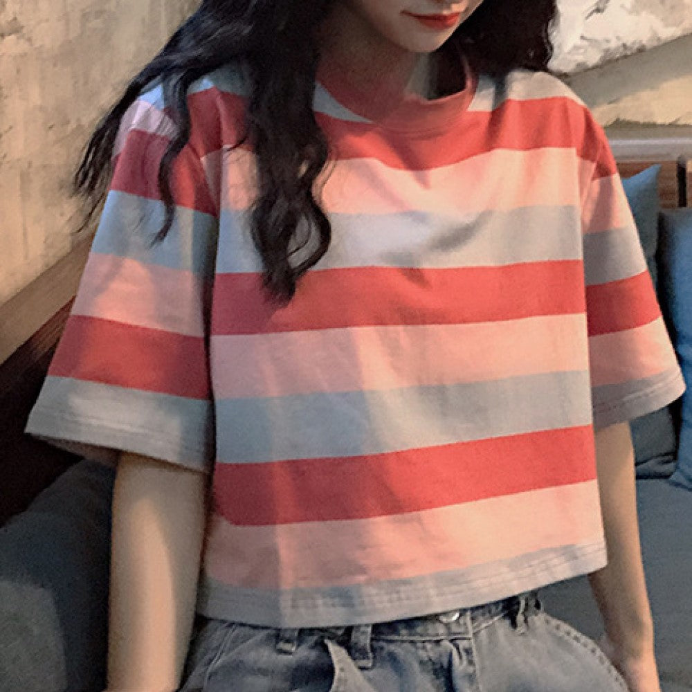 Pink Striped Boxy T-Shirt