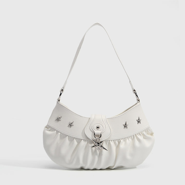 White Ruched Baguette Shoulder Style