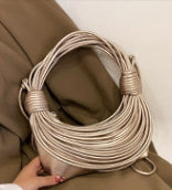 Beige Coiled Metallic Sculptural Clutch