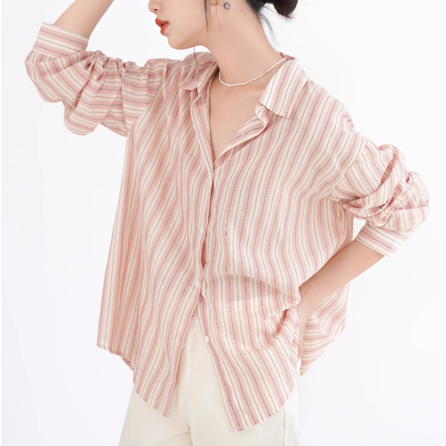Pink Striped Oversized Shirt