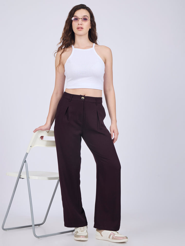 Purple Pleated Wide Leg Pants