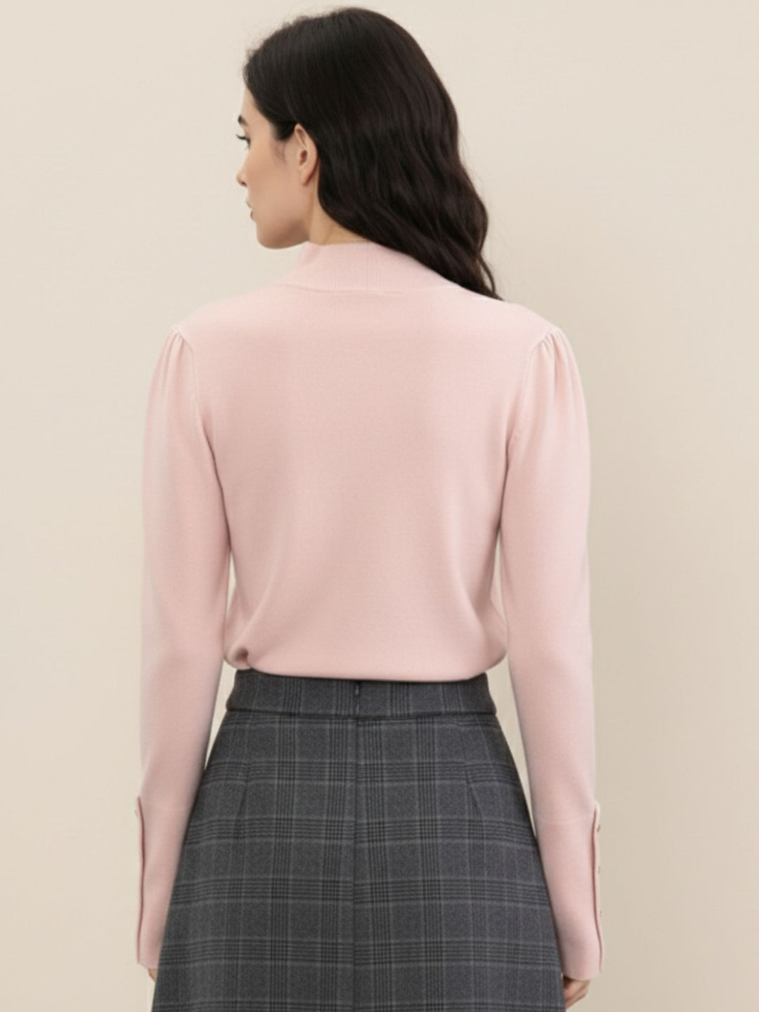 Pink Full Sleeve High Neck Sweaters