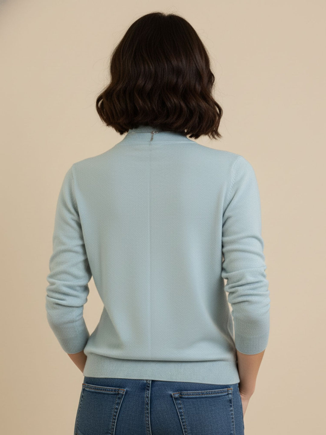 Blue Full Sleeve Mock Neck Sweater