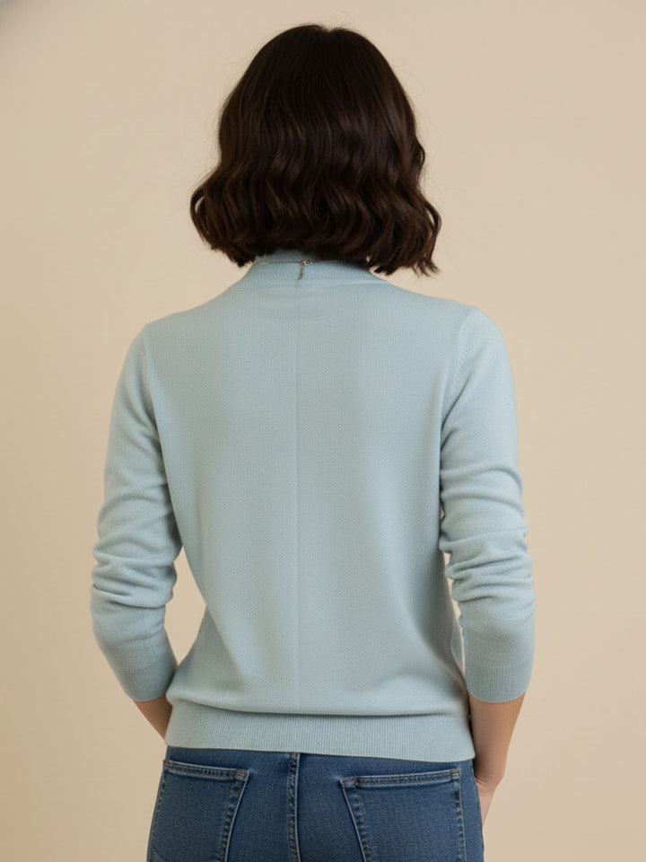 Blue Full Sleeve Mock Neck Sweater