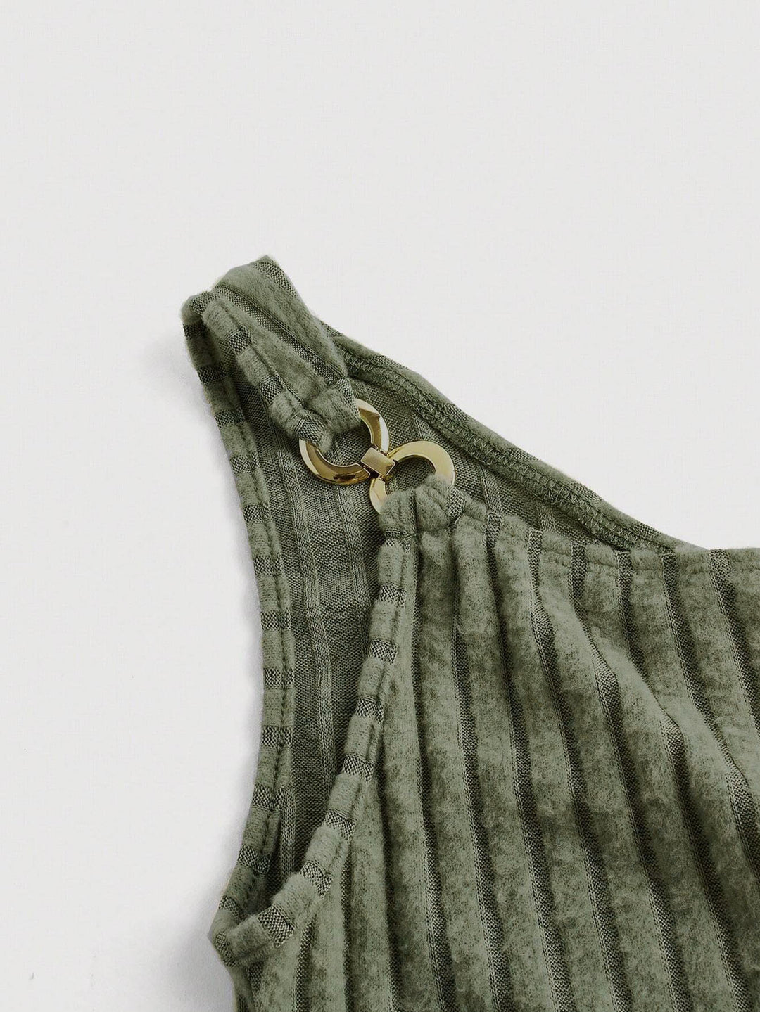 Green One Shoulder Side Ruched Tank