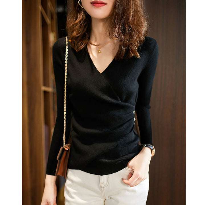 Black Full Sleeve Wrap Top
