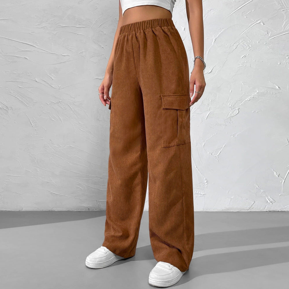 Brown High Waist Cargo Pocket Pant