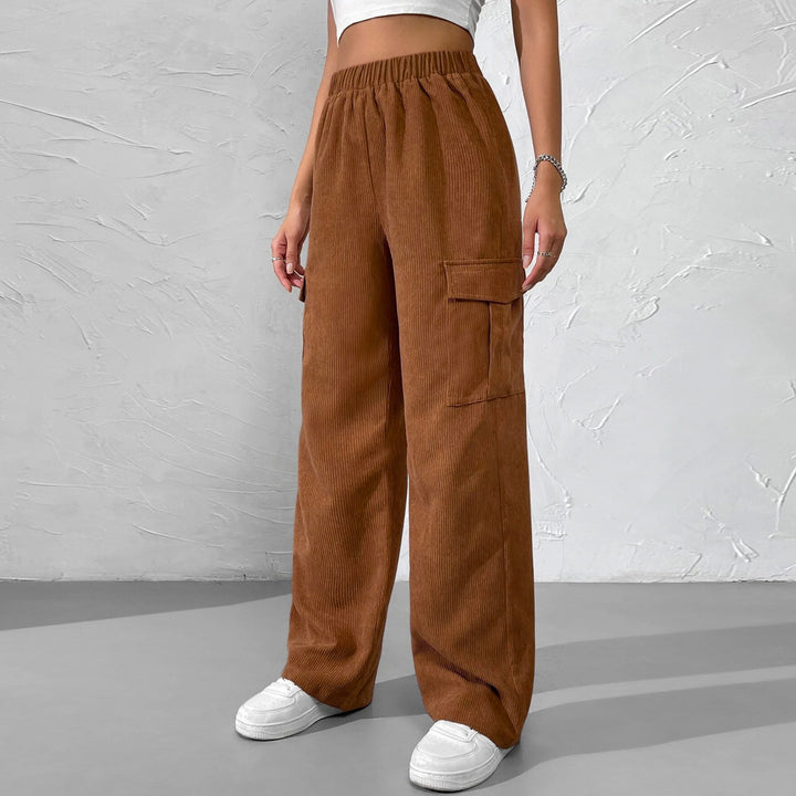 Brown High Waist Cargo Pocket Pant