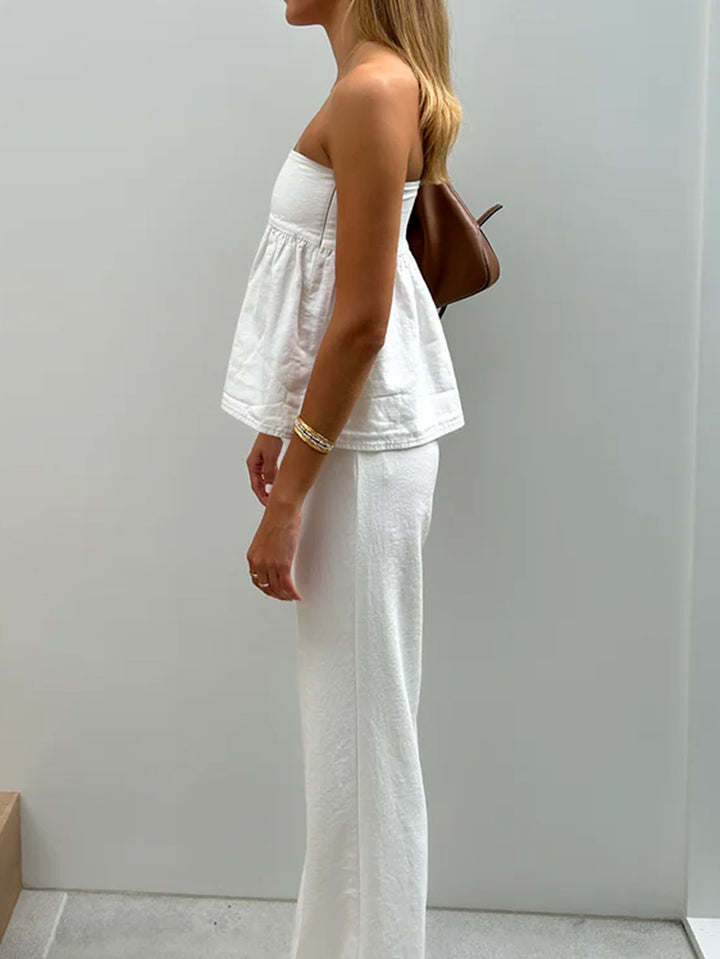 White Shoulder Strap Solid top
