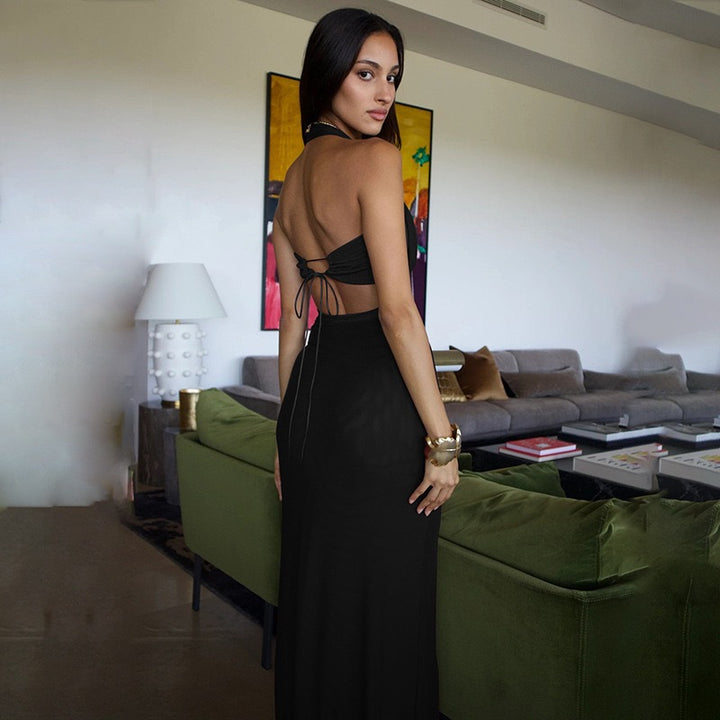 Black Halterneck Sleeveless Dress