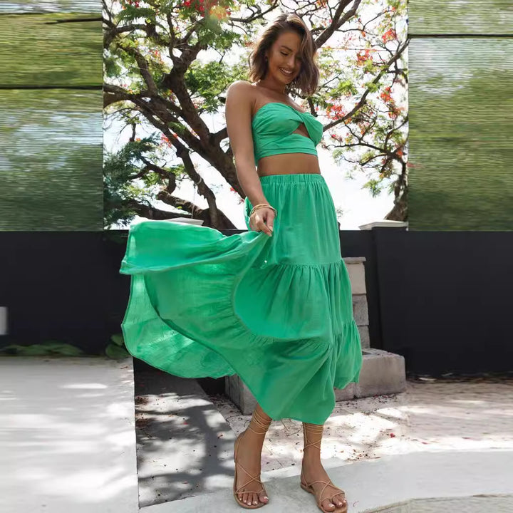 Green Top And Skirt Co-Ord Set