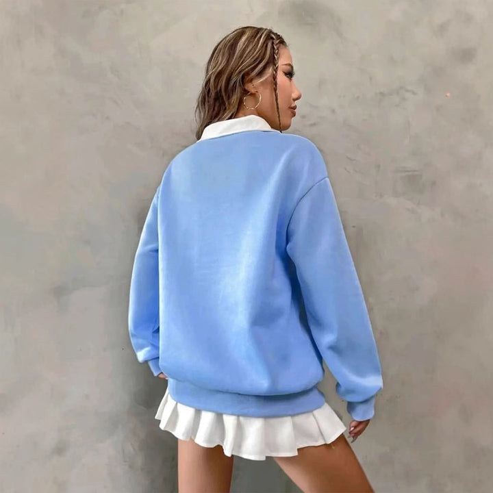 Blue Oversized Graphic Sweatshirt