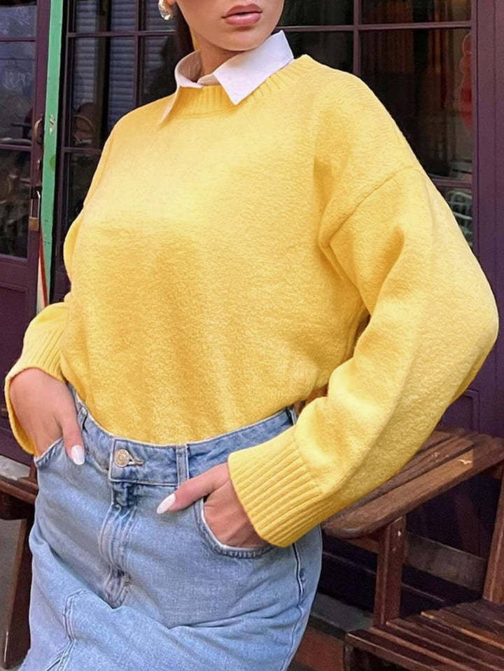 Yellow Full Sleeve Round Neck Sweatshirt